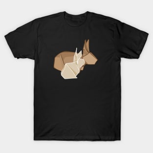 Rabbit and Baby Bunny Origami Left _ Bunniesmee T-Shirt